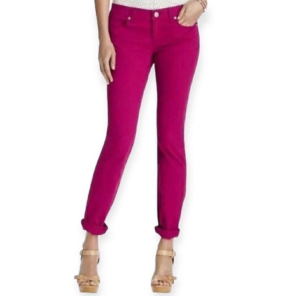 LOFT Low Rise Modern Straight Jeans (Berry Red) - 26/2